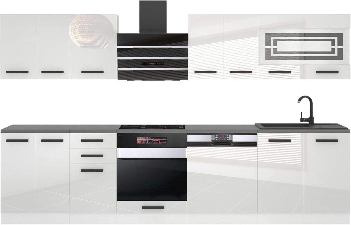 Test : cuisine équipée Belini Lucy meubles 300 cm, blanc très brillant