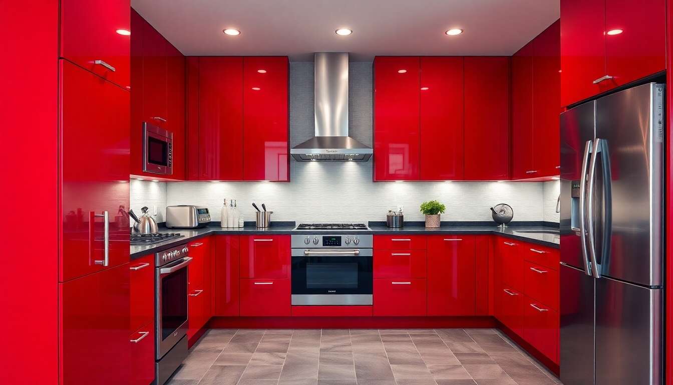 L'audace de la cuisine rouge moderne