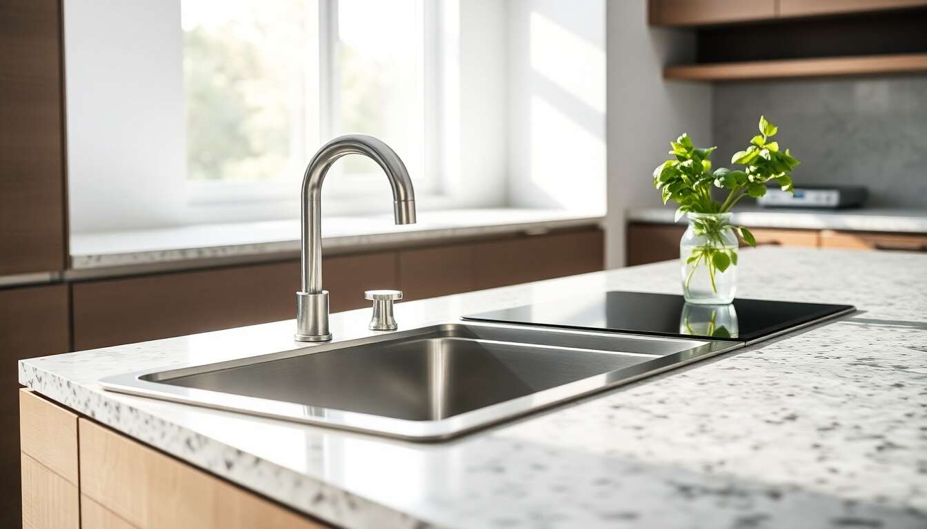 Évier et plaque de cuisson intégrés au plan de travail : optimisez votre cuisine