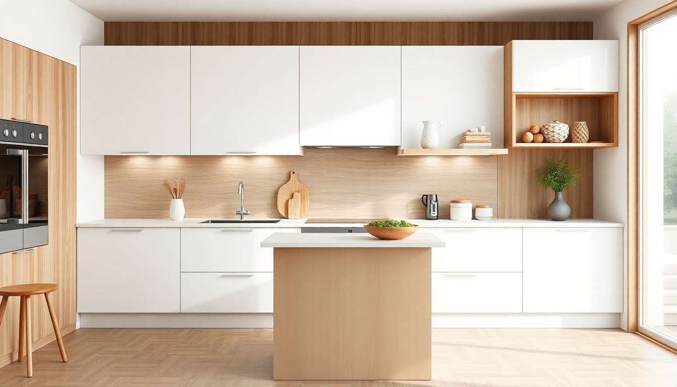 Cuisine en bois et blanc : idées d'association élégantes