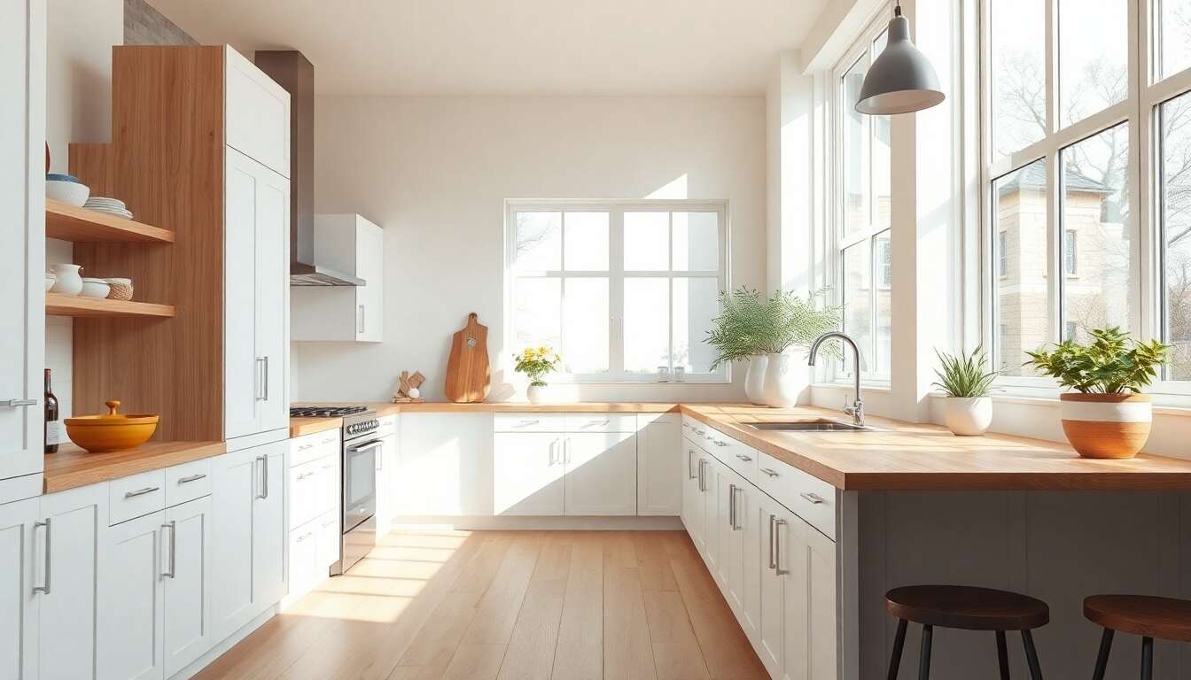 Cuisine : harmonies de blanc et bois