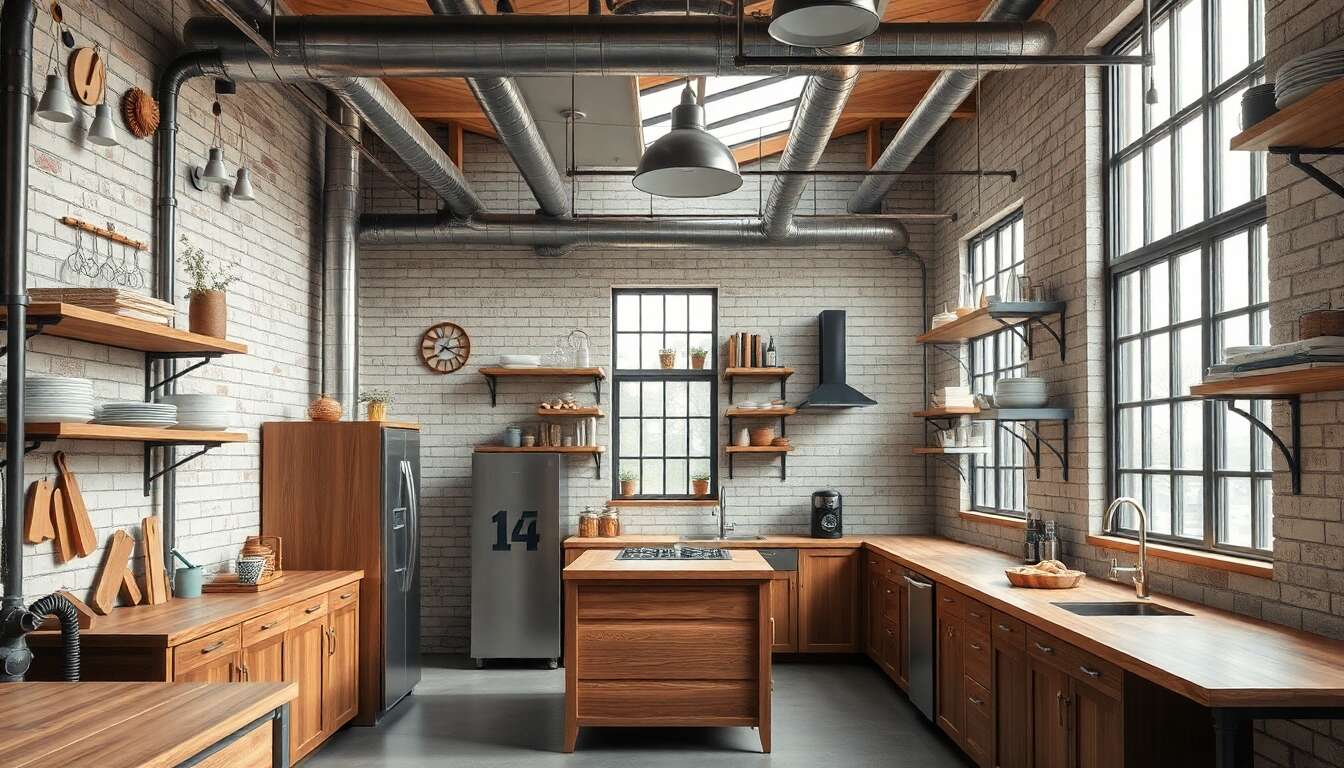 Inspiration industrielle : l'essence du style bois et m&eacute;tal