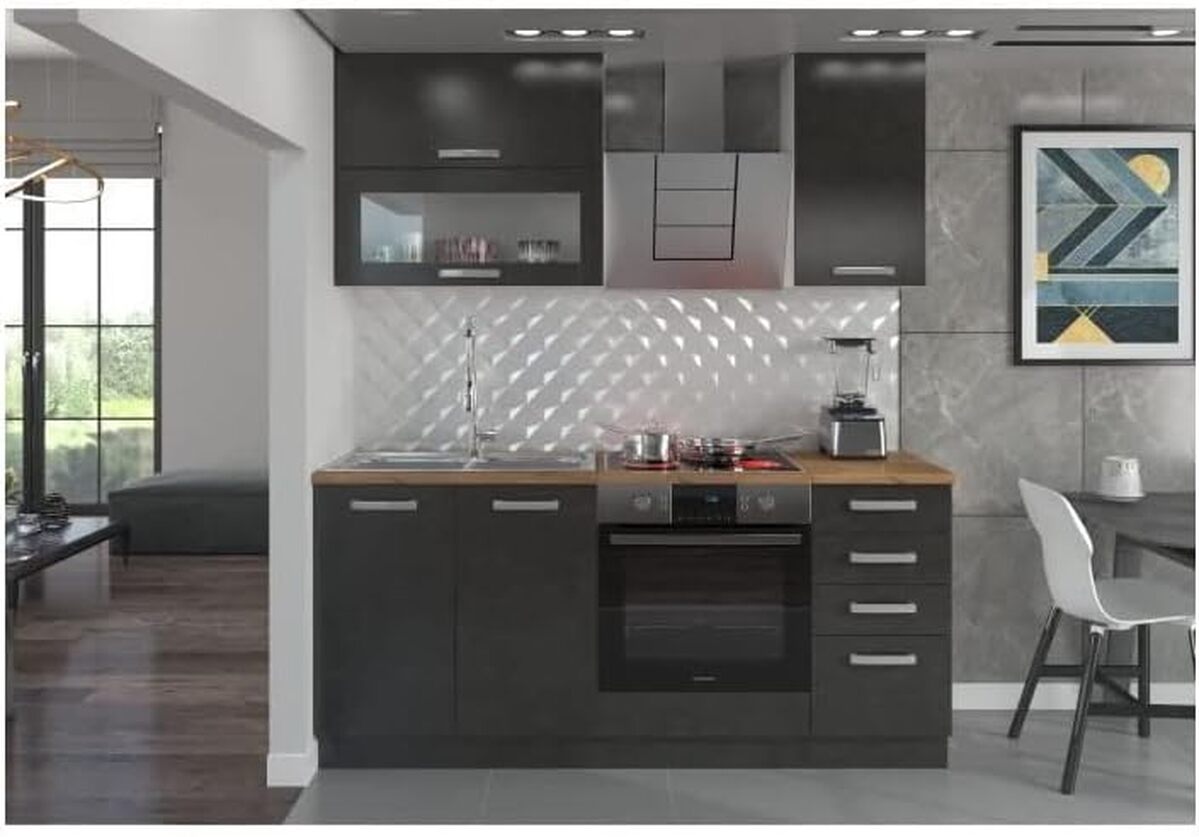 Test : cuisine complète LASSEN 180 cm gris Matera