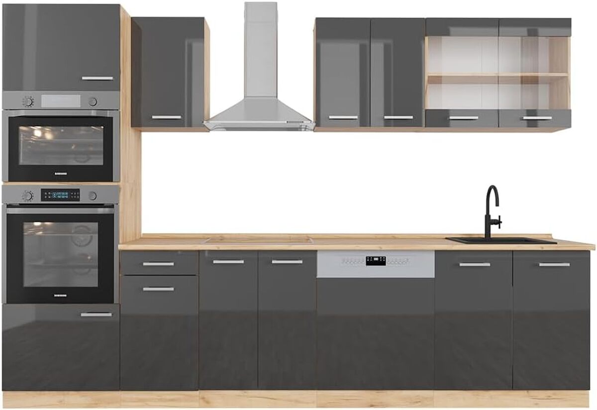 Cuisine Intégrée Vicco R-Line - Bloc Cuisine Anthracite Et Chêne - Neuve Sous Emballage
