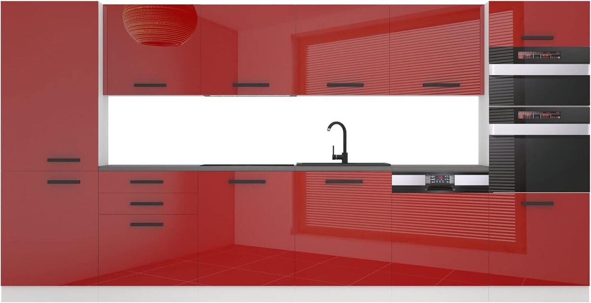 Test cuisine complète Belini Naomi : 360 cm de brillance rouge