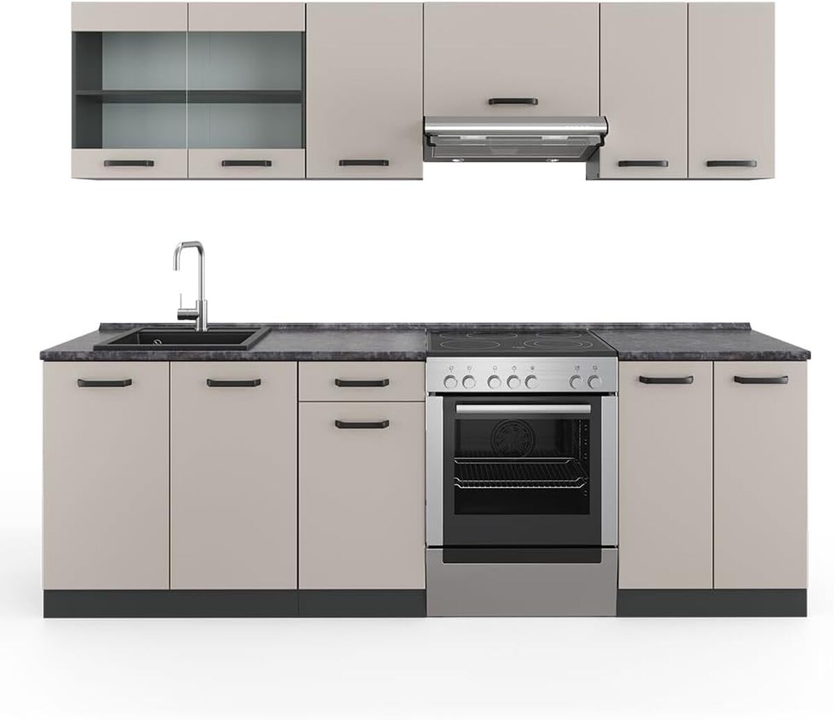 Vicco Cuisine R-Line, Noir brillant/Anthracite, 160cm , PT Chêne | Leroy Merlin