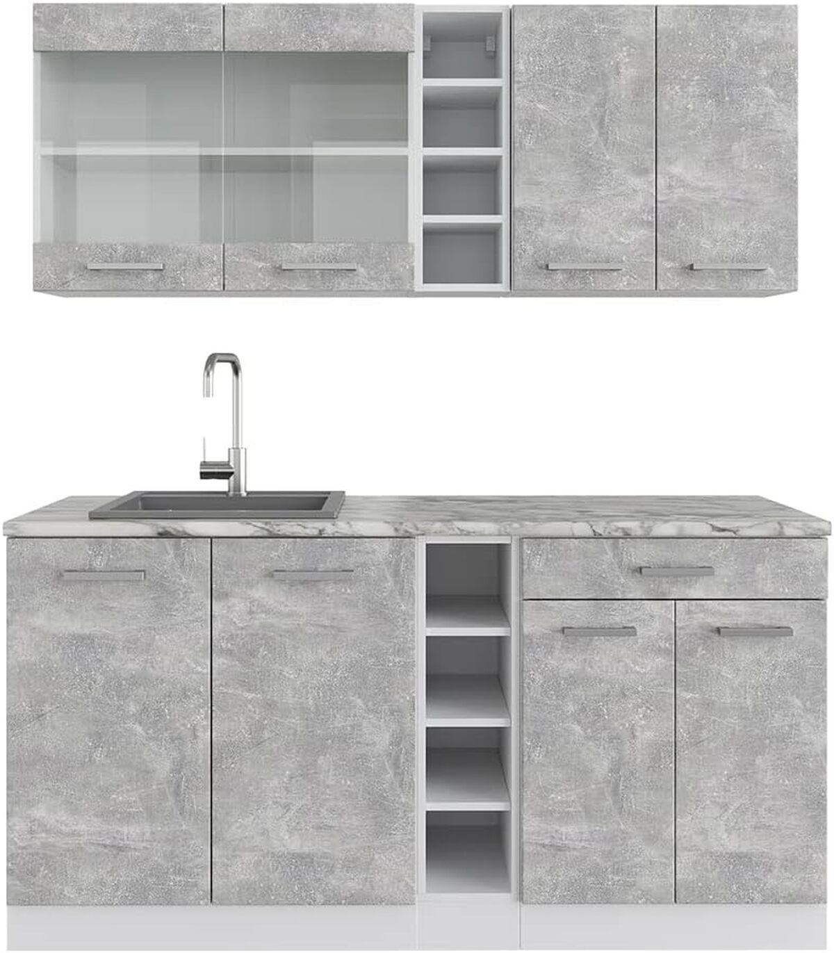 Test de la Vicco Cuisine R-Line : style béton/blanc, 160 cm