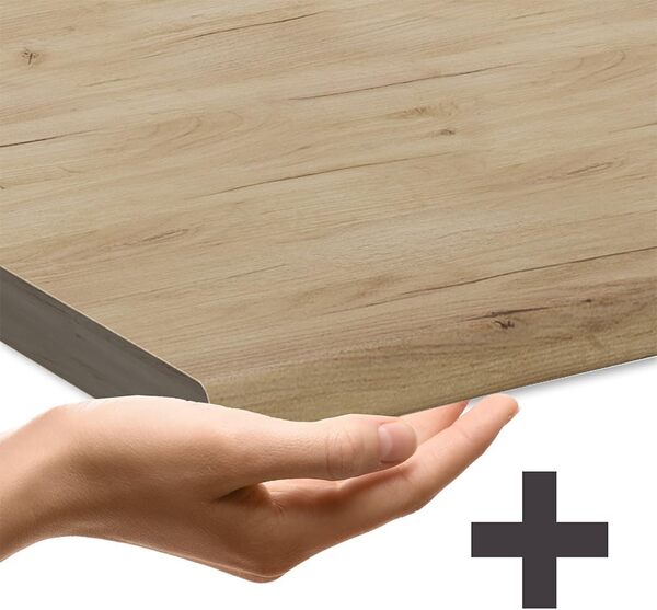 Vicco Cuisine en Angle R-Line, Noir béton/Blanc, 237 x 247 cm PT Chêne