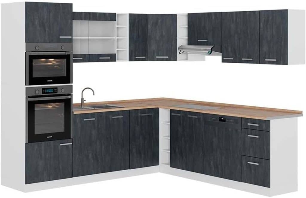 Test : cuisine en angle Vicco R-Line, noir béton/blanc, design moderne