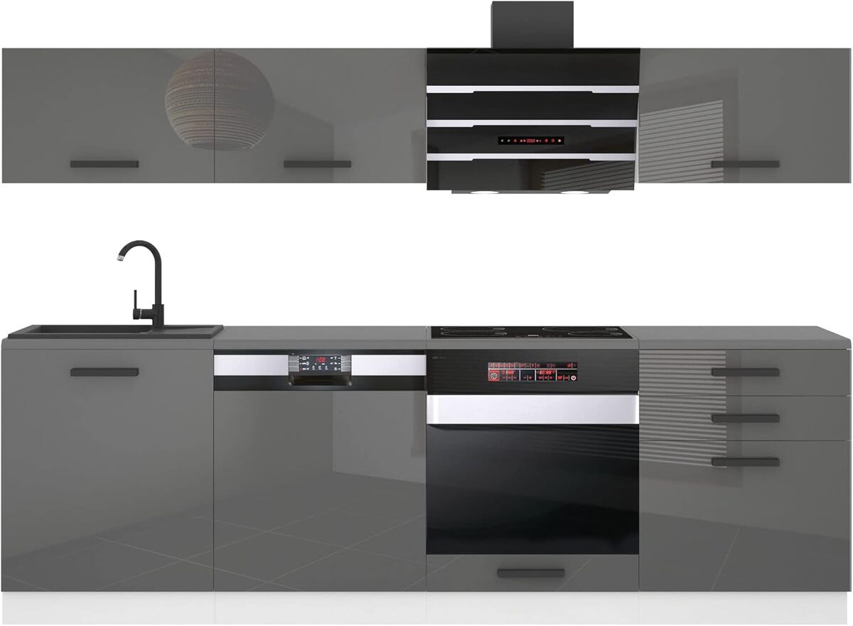 Test de la cuisine complète Belini Linda 240 cm, argent très brillant