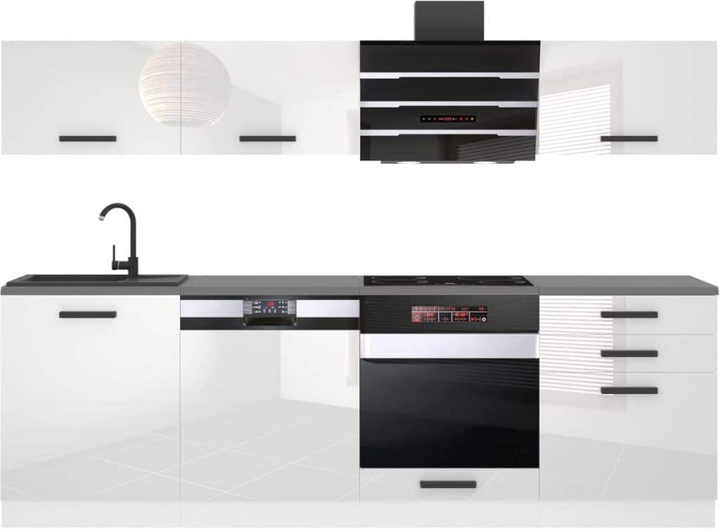 Test de la cuisine complète Linda Belini - Finition blanc brillant 240 cm