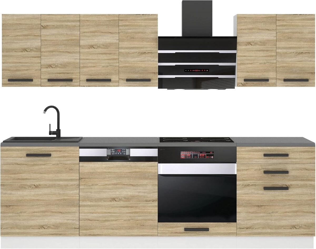 Test de la cuisine complète Susan, 240 cm, par Belini : chêne sonoma