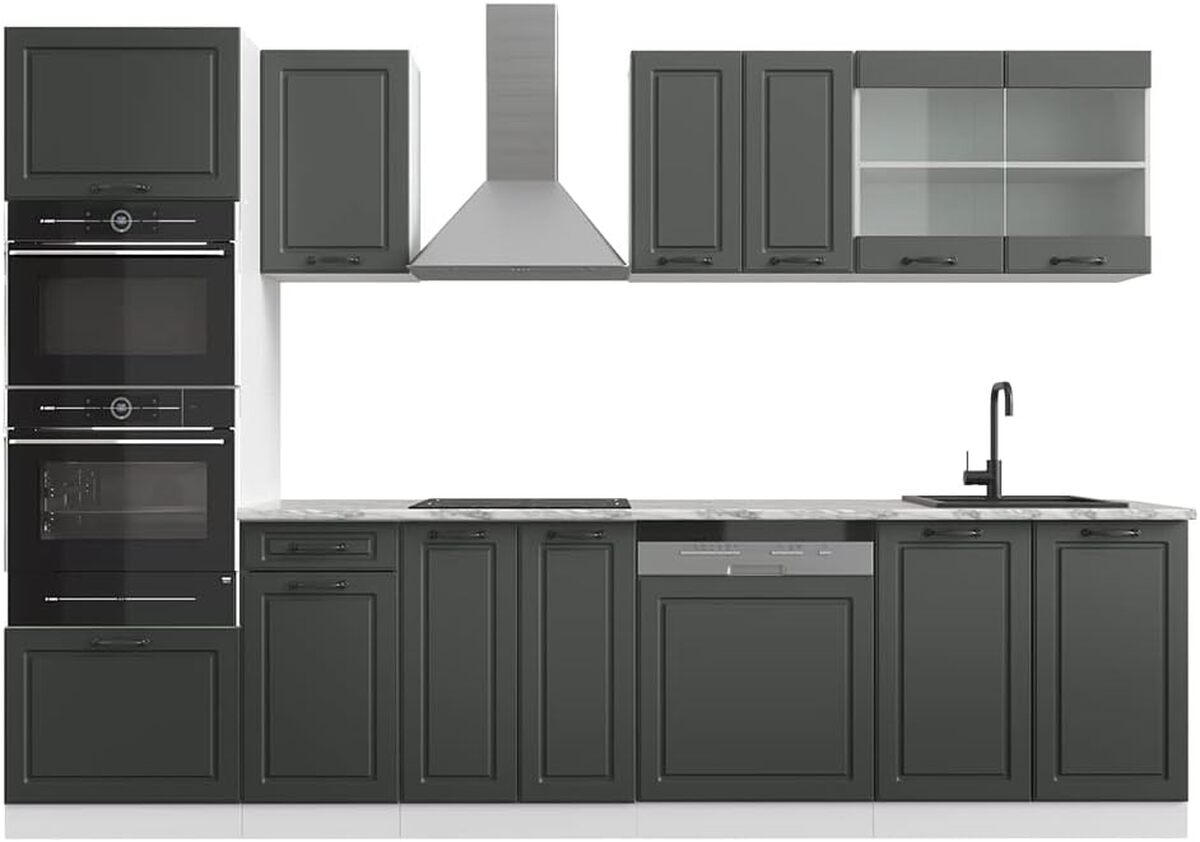 Cuisine Vicco R-Line Chêne doré/blanc 300cm PT Marbre