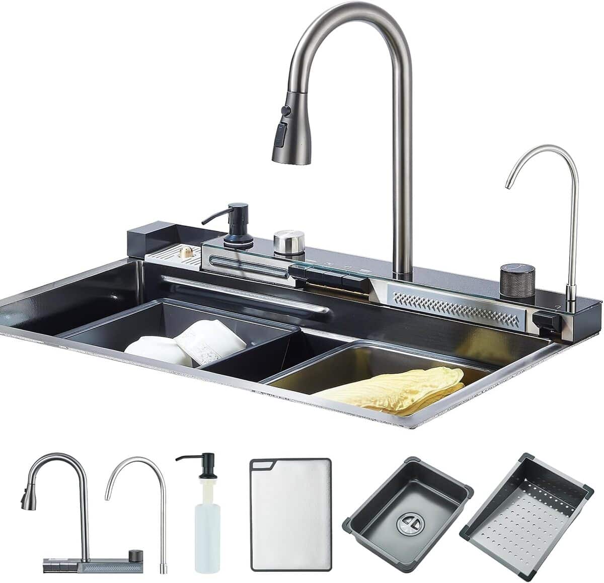 Test de l'évier de cuisine Hevenaov 75x45x21cm en acier inoxydable gris
