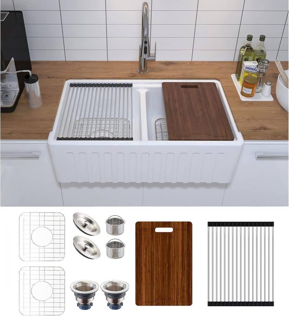 Test de l'évier MEJE 83, 8 x 50, 8 cm : double cuve fonctionnelle en céramique