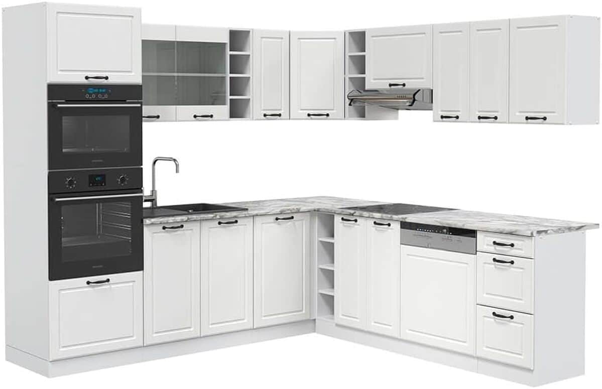 Test Vicco cuisine en angle R-Line 237 cm blanc campagne