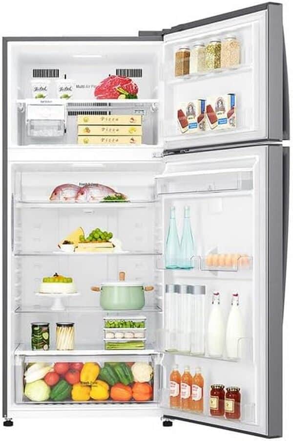 LG GTF916PZPED Réfrigérateur à double porte, Classe E, 592l, Connectivité Wi-fi avec App Thinq, Door Cooling, Gestion de l'humidité, Réfrigérateur avec distributeur d'eau, Inox [Classe énergétique E]