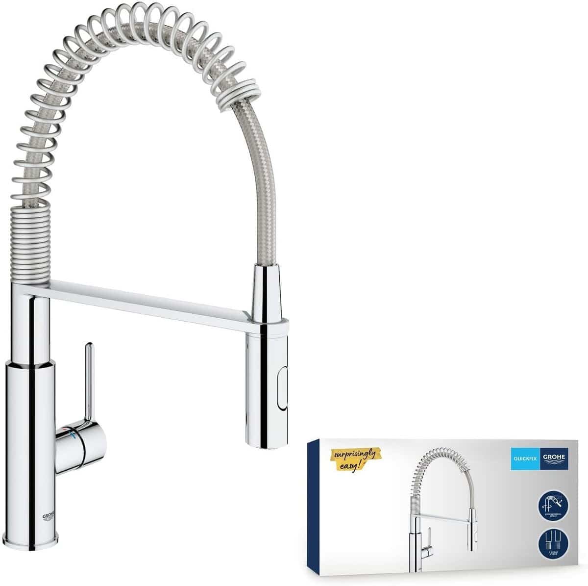 Test du mitigeur Grohe Get 30361000 : robinet chromé avec douchette extractible