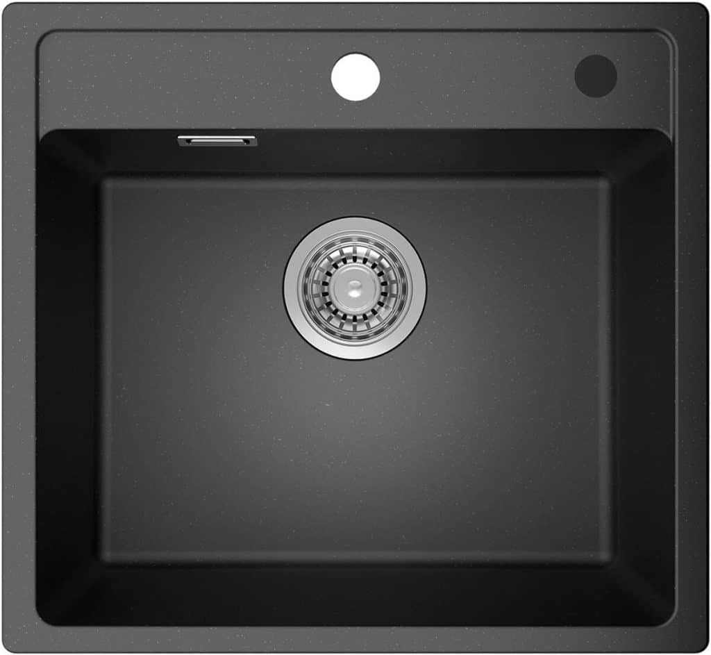 Test de l'évier cuisine ANYCEE 45x46 cm en sable quartz noir