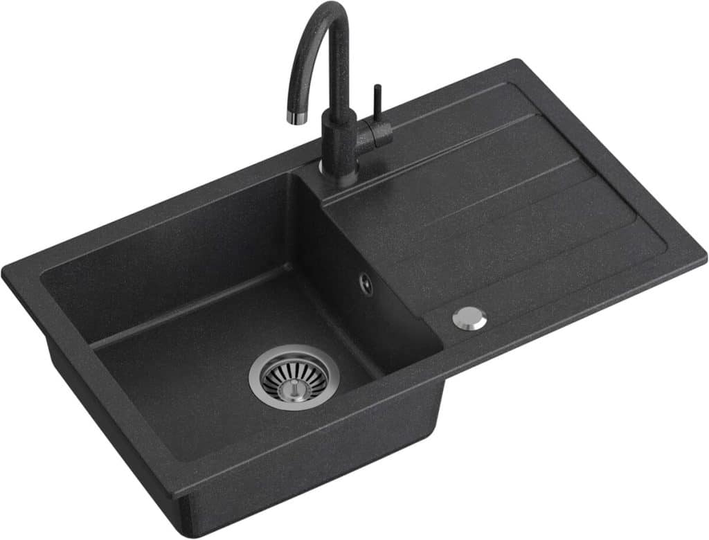 Test de l'évier cuisine granit Quadron Go Max noir 77x44 cm