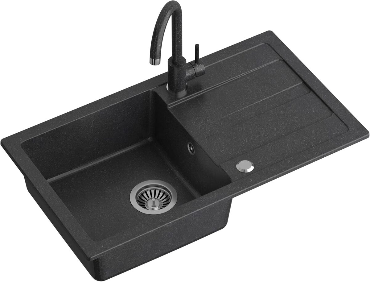 Test de l'évier cuisine granit Quadron Go Max noir 77x44 cm
