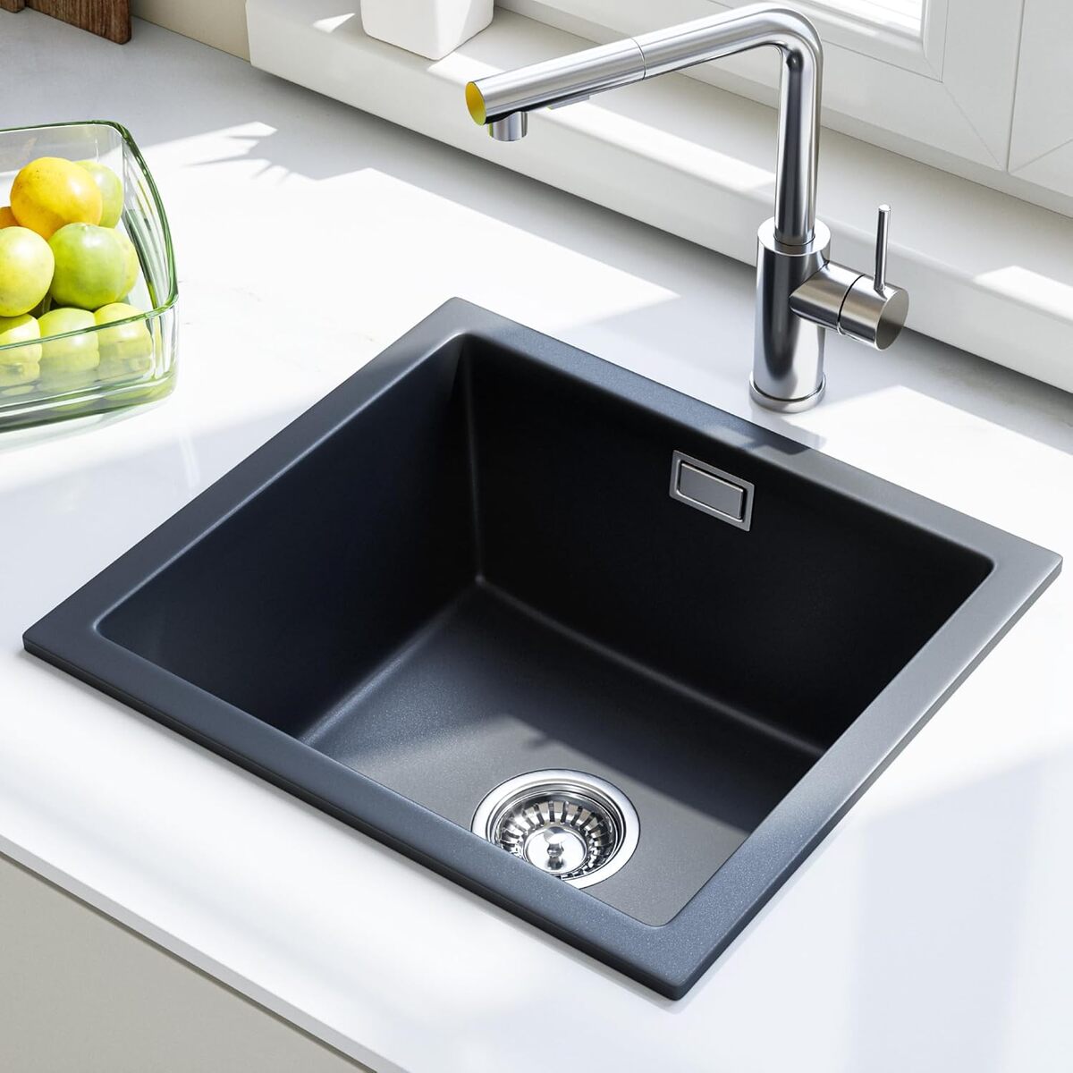 Test : évier HOROW 45x40 cm en quartz avec égouttoir