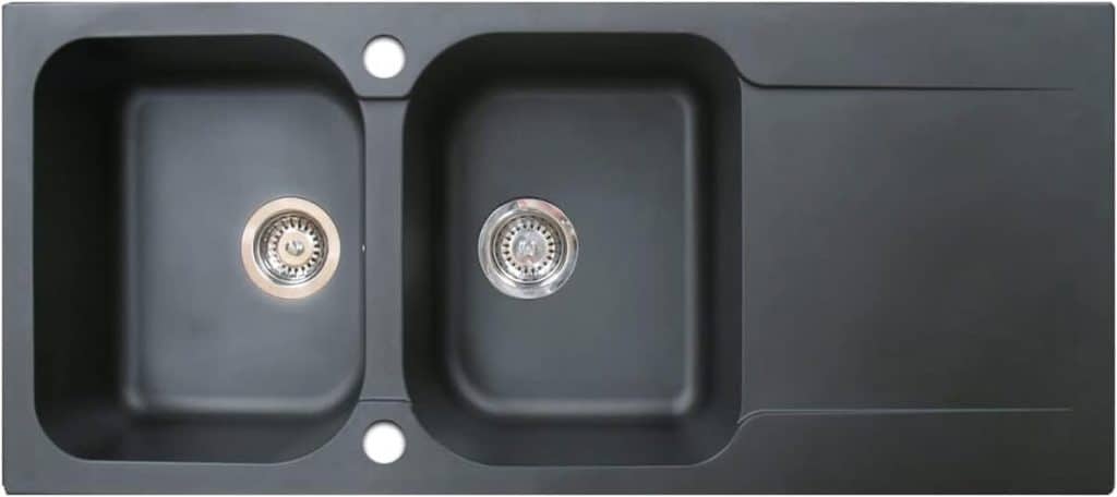 Test de l'évier Essebagno Lisse réversible 2 cuves en résine noir