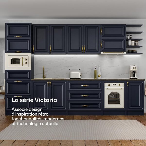 Klarstein Elizabeth Slim Four Encastrable 45 cm - 49 L, 9 Fonctions, Chaleur Tournante, Nettoyage Vapeur, Minuterie Numérique, Porte Amovible, Classe Énergétique A, Verre Trempé Noir [Classe énergétique A]