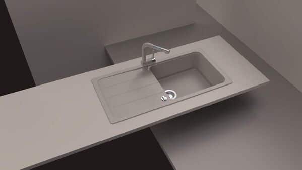 Schock FOMD100LAGON Évier de cuisine 100 x 50 cm Formhaus D-100L Onyx – Évier en granit CRISTALITE à partir de 60 cm de largeur [Classe énergétique B]