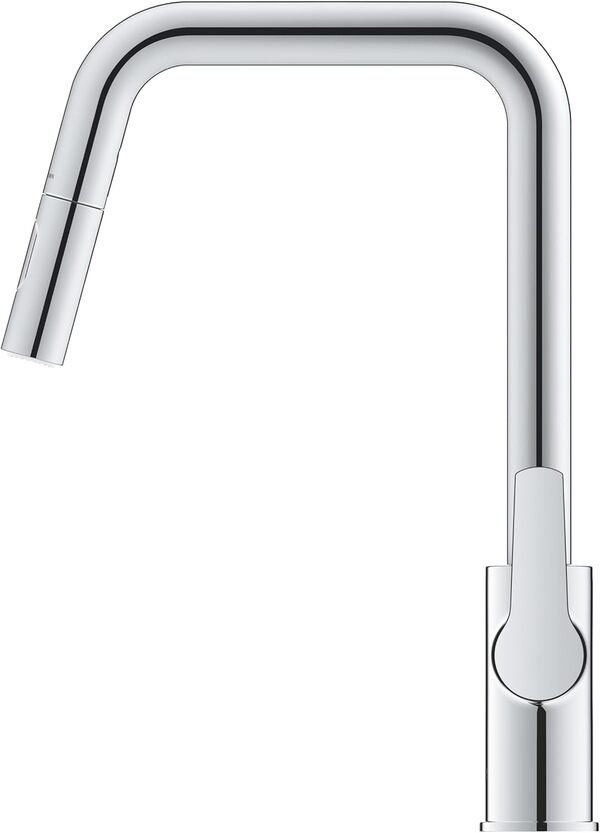 GROHE Start Robinet de Cuisine, Mitigeur Cuisine avec Douchette Extractible, Bec Haut, Inverseur 2 jets (Laminaire/Pluie), Rotation 360°, Chromé, 30631000