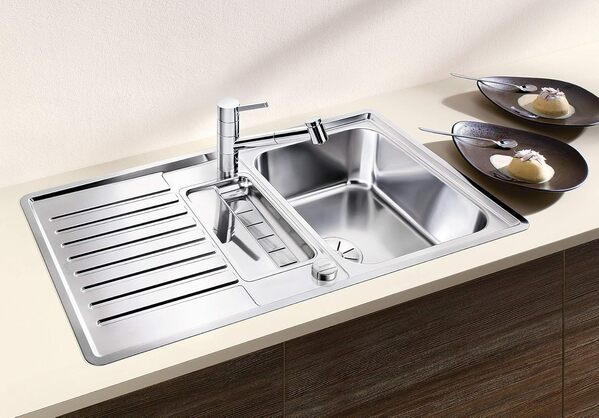 BLANCO Classic Pro 5 S-IF 523663 Évier de Cuisine Réversible, avec Commande de Vidage automatique et Bac, Acier Inoxydable Satiné, pour Meuble sous Évier de 50 cm