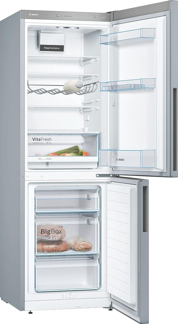 Bosch KGV33VLEAS - Réfrigérateur combiné pose libre - Série 4 - 288L - Froid brassé - L 60cm x H 176cm - Inox [Classe énergétique E]