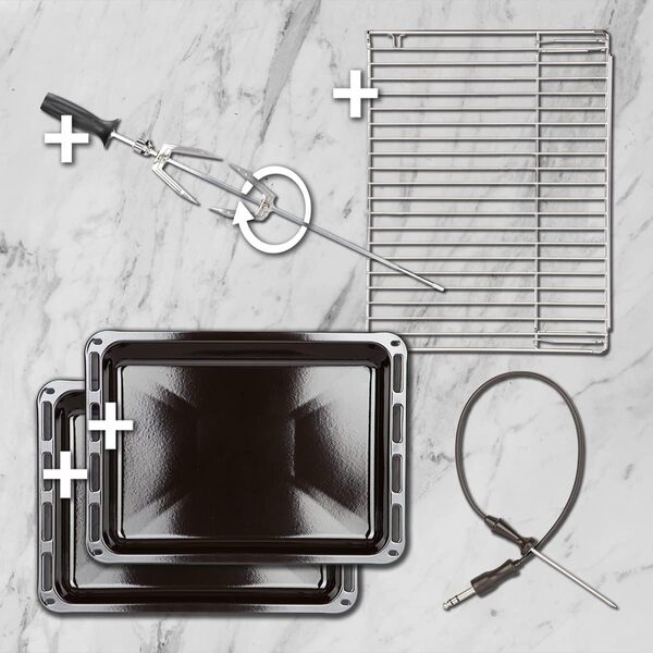 Four encastrable 60 cm | electriqué | 70L | 3,2kW | Catalyse | Rôtisserie | Fonction pizza | Gril | Air chaud | Tiroirs télescopiques | EB8016ED [Classe énergétique A]