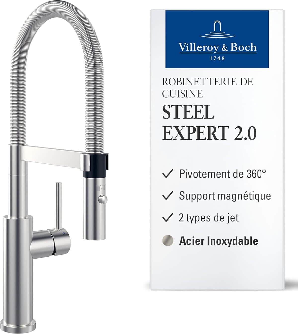Test robinet Villeroy & Boch Steel Expert 2.0, bec pivotant et économique