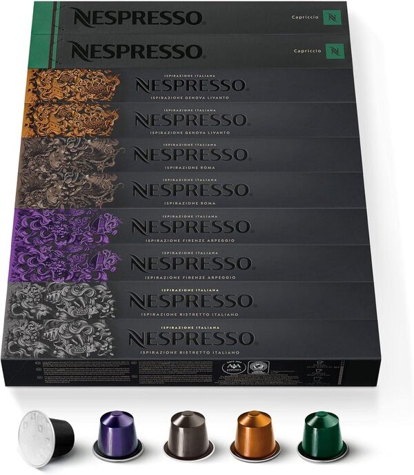 Nespresso Machine à café Inissia noir Delonghi Original - Bundle Top Sélection Ispirazione 100 Capsules