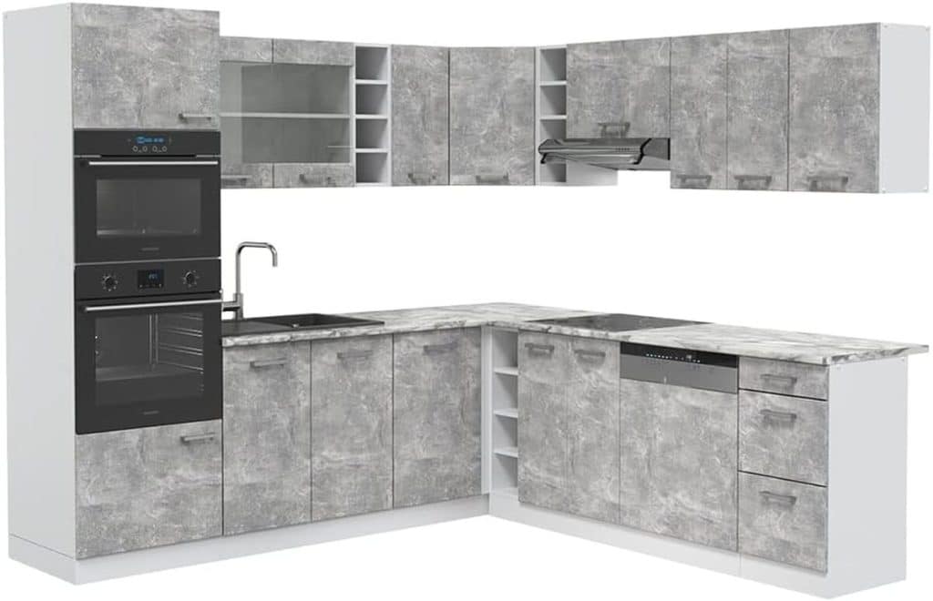 Test : cuisine en angle Vicco R-Line 237x247 cm béton/blanc