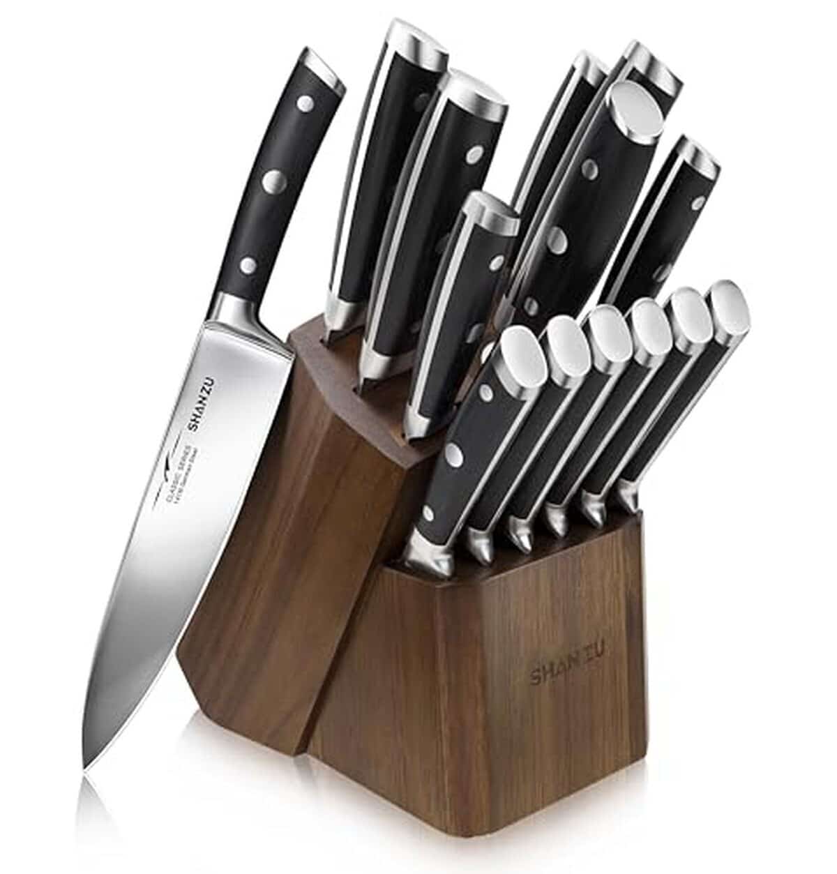 Revue complète : ensemble de couteaux de cuisine Shan Zu 14 pièces avec aiguiseur