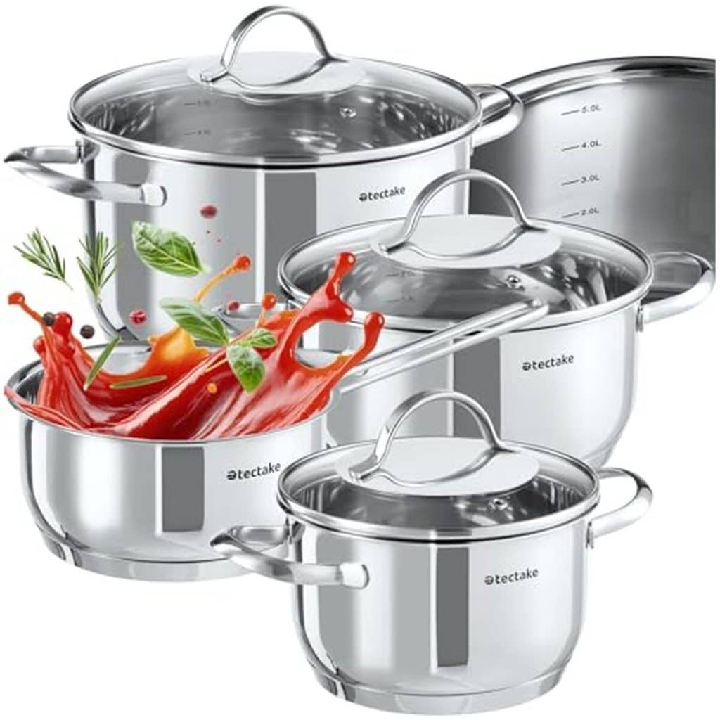 Test du set de casseroles Tectake : batterie de cuisine en inox idéal pour induction