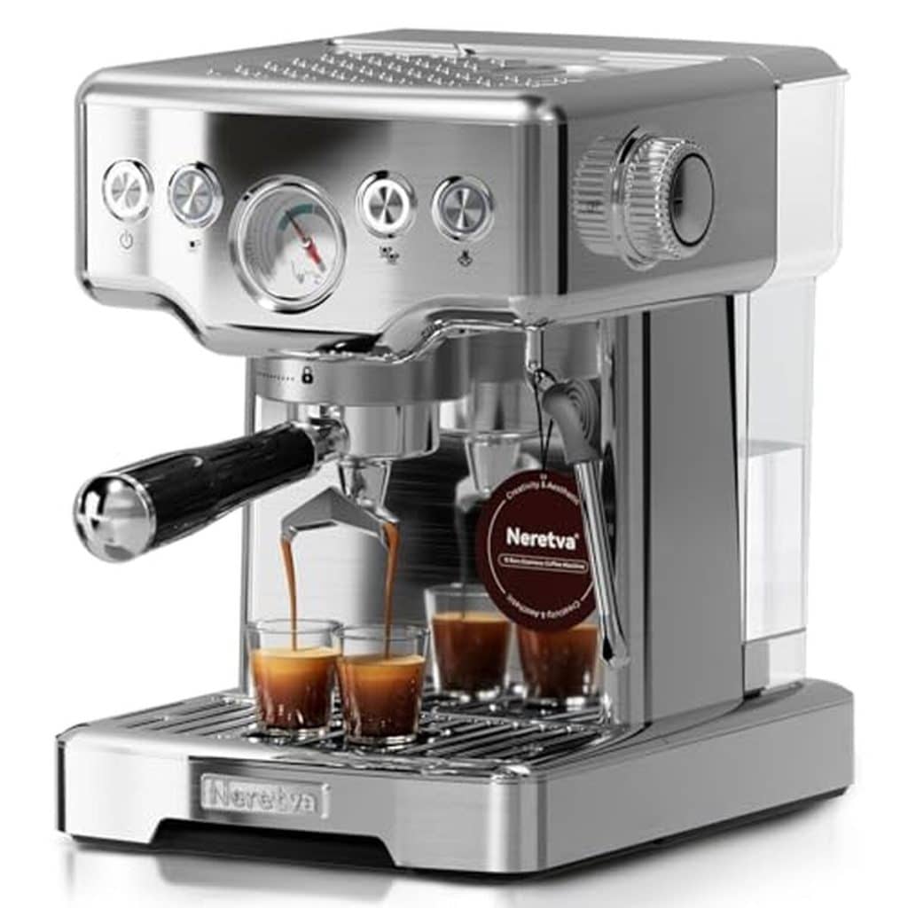 Test Neretva : machine à café 1450W avec manomètre et mousseur