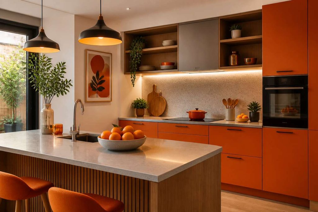 La couleur orange s'invite dans la cuisine