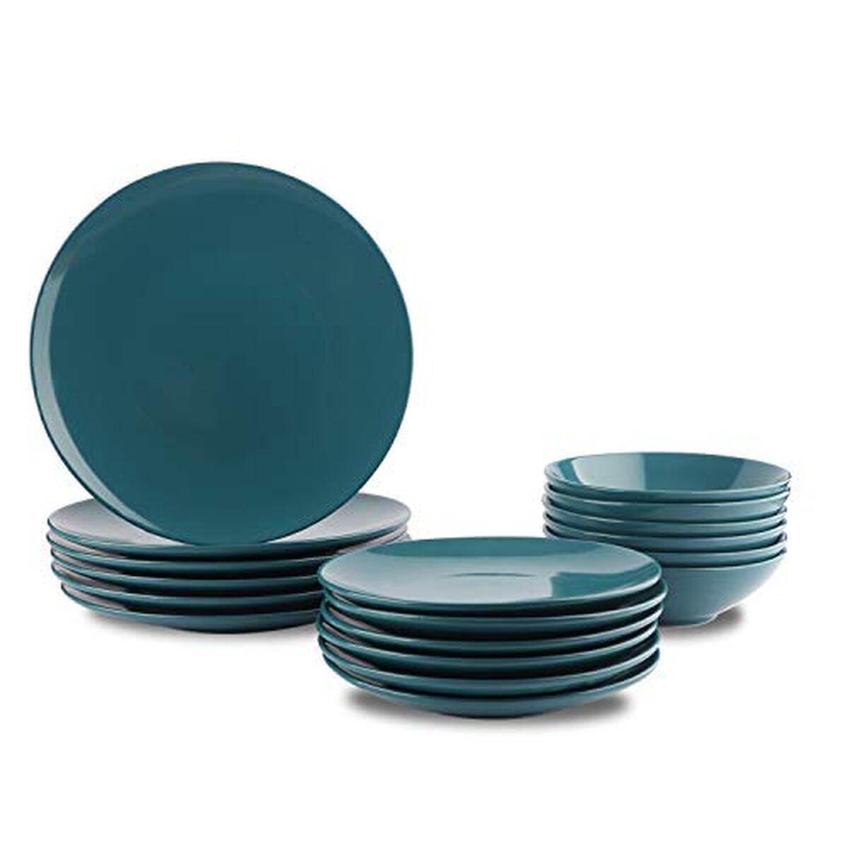 Avis sur le service de table Amazon Basics 18 pièces bleu sarcelle