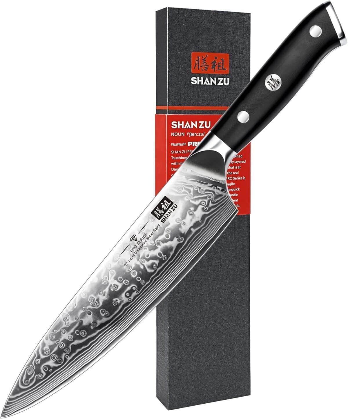 Test : couteau de chef SHAN ZU 20cm en acier damas